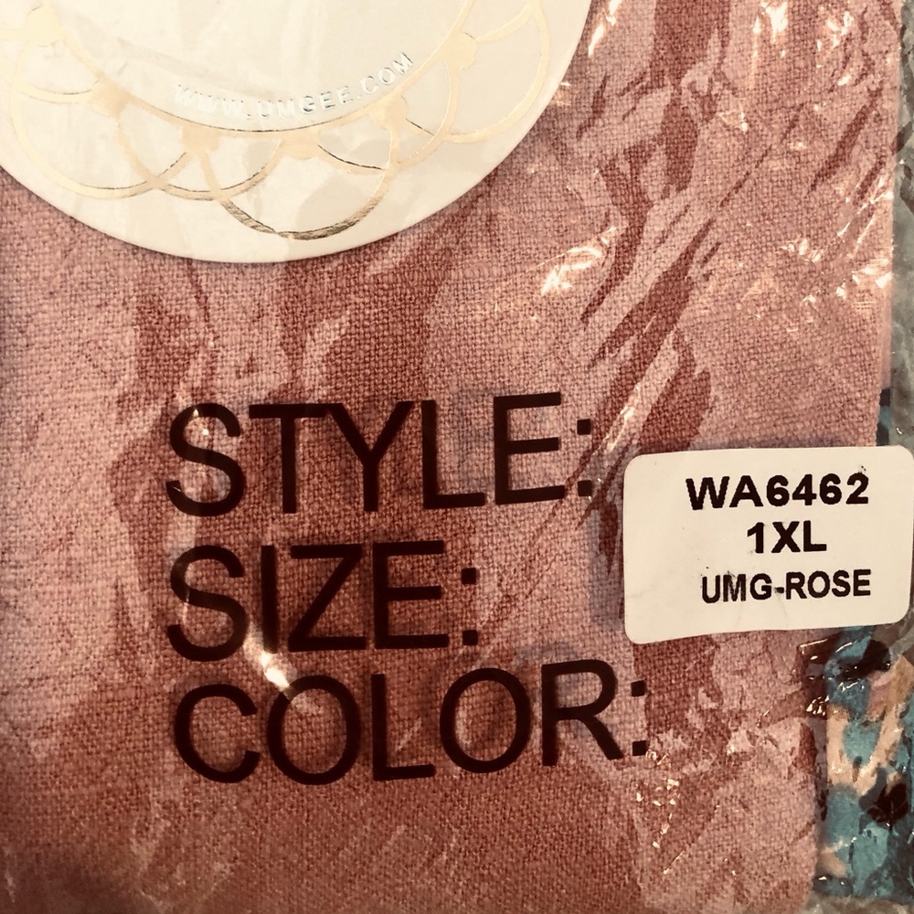Umgee Floral Rose Mix Print Ruffle Short Sleeve Linen Blouse. NWT! Sz 1X - Picture 11 of 11